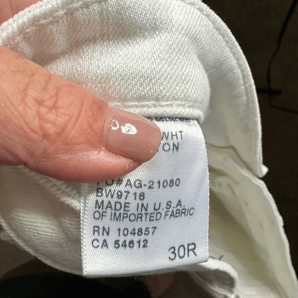 AG Adriano Goldschmeid White The Stevie Slim‎ Straight Roll Up Jeans - Picture 3 of 3